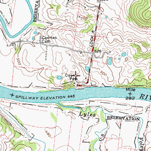 Topographic Map of Trousdale County Park, TN