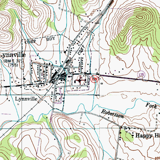 Topographic Map of Richalnd High School, TN
