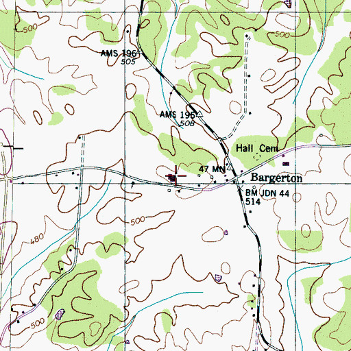 Topographic Map of Bargerton Elementary School, TN
