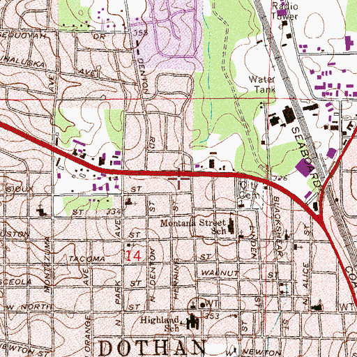 Topographic Map of Parkway Plaza Shopping Center, AL