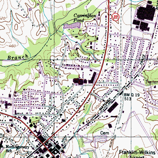 Topographic Map of Lexington High School, TN