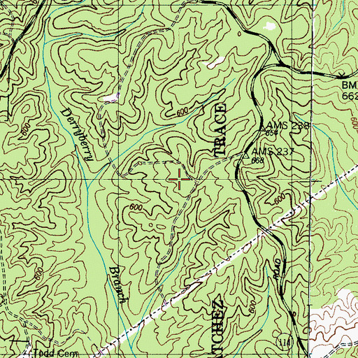 Topographic Map of Natchez Trace State Forest, TN