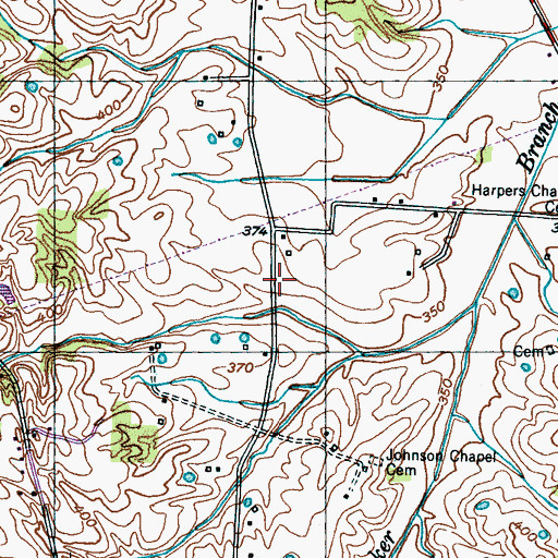 Topographic Map of Harpers Chapel School (historical), TN
