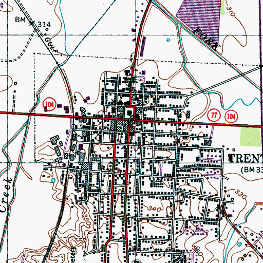 Topographic Map of Trenton City Hall, TN