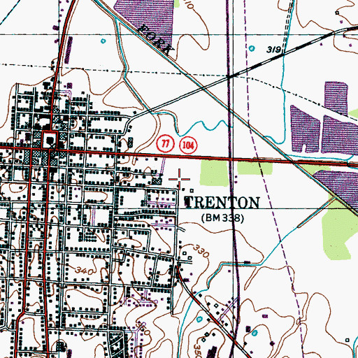 Topographic Map of Trenton Middle School, TN