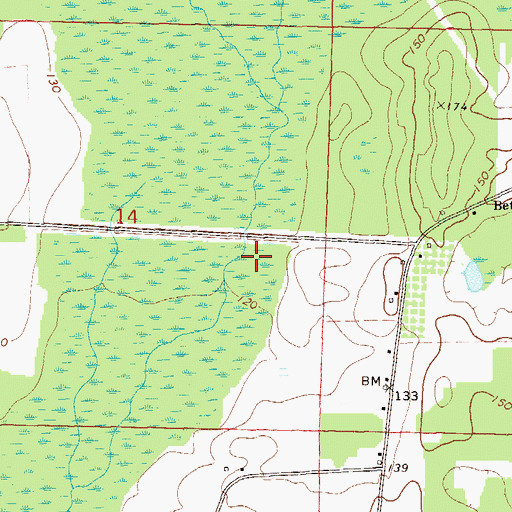 Topographic Map of Perry Ford (historical), AL