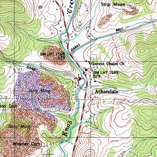 Topographic Map of Athendale School (historical), TN