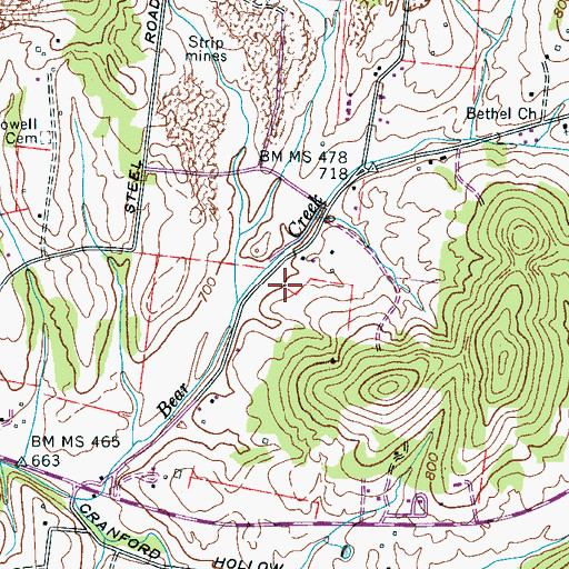 Topographic Map of Beechland School (historical), TN