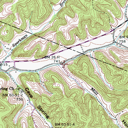 Topographic Map of Blackburns Mill (historical), TN