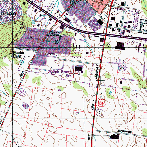 Topographic Map of Brown Elementary School, TN