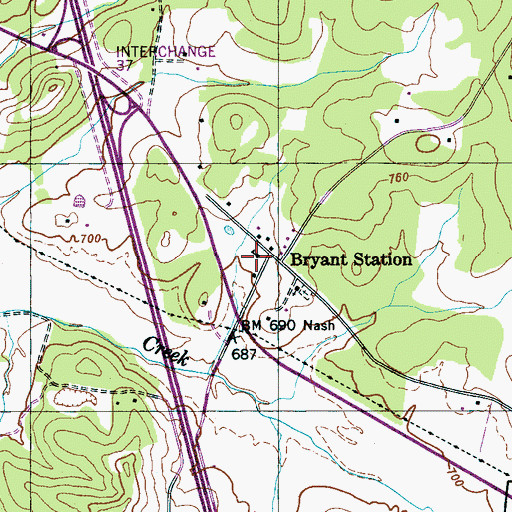 Topographic Map of Bryant Station School (historical), TN