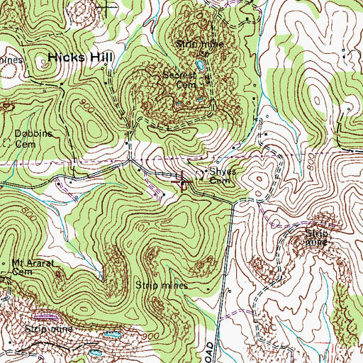 Topographic Map of Center Star School (historical), TN