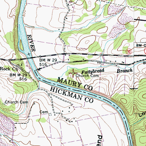 Topographic Map of Church Cemetery, TN
