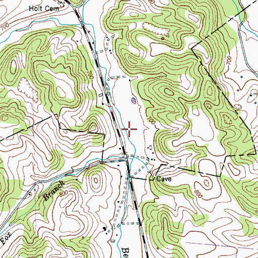 Topographic Map of Coffeys Mill (historical), TN