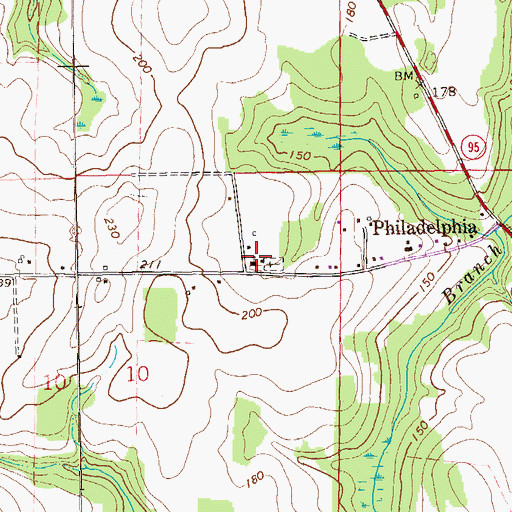 Topographic Map of Philadelphia Church, AL