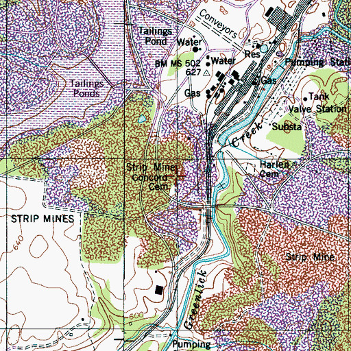 Topographic Map of Concord School (historical), TN