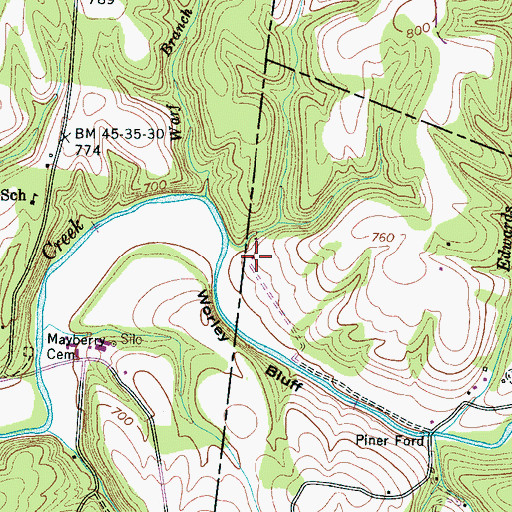 Topographic Map of Corner School (historical), TN