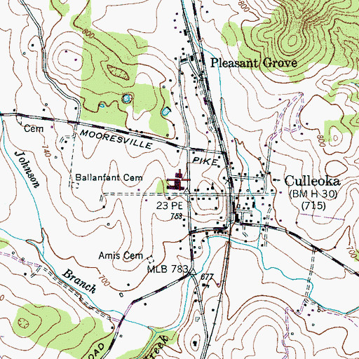 Topographic Map of Culleoka School, TN