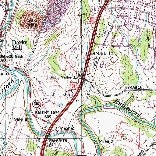 Topographic Map of Flint Valley School (historical), TN