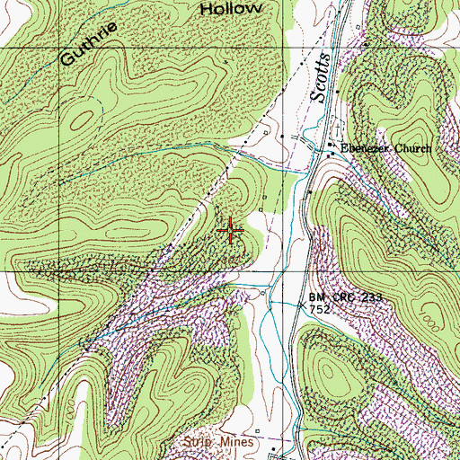 Topographic Map of Gilliam Mine, TN