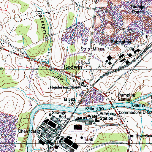 Topographic Map of Godwin School (historical), TN