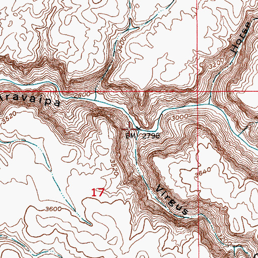 Topographic Map of Virgus Canyon, AZ
