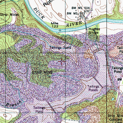 Topographic Map of Harlan Kelley Mine, TN