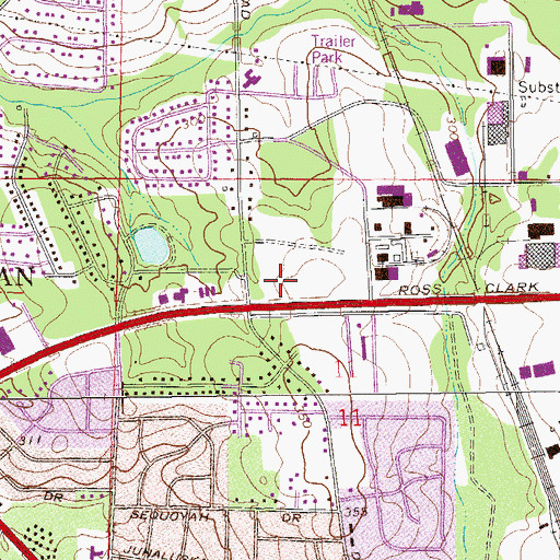 Topographic Map of Plaza North Shopping Center, AL