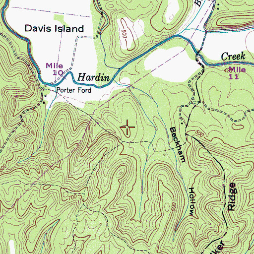 Topographic Map of Beckham Cemetery, TN