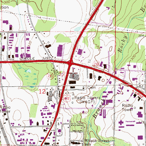 Topographic Map of Plaza Two Shopping Center, AL