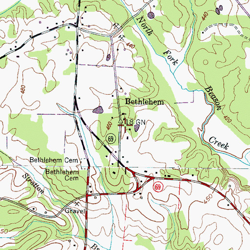 Topographic Map of Bethlehem School (historical), TN