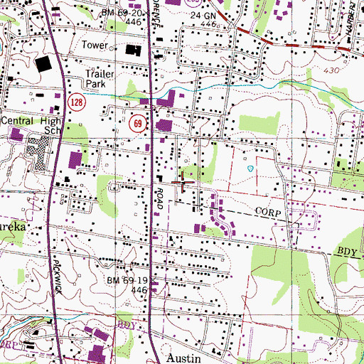 Topographic Map of Bible Methodist Church, TN