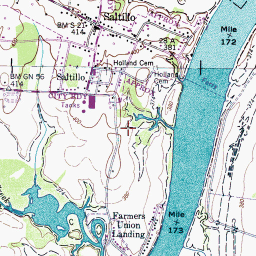 Topographic Map of Boiling Springs Cemetery, TN