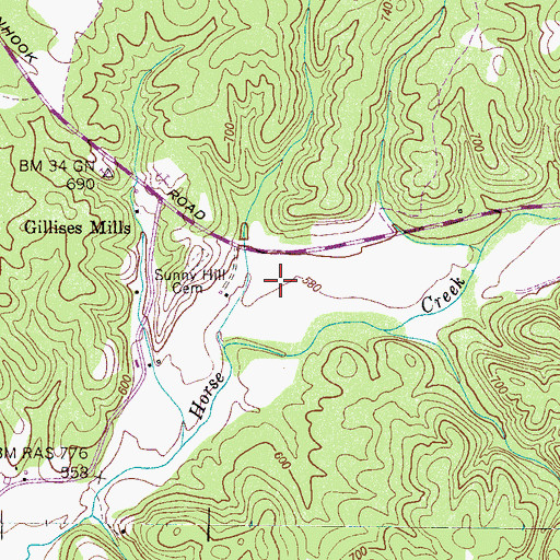 Topographic Map of Brooks Cemetery, TN
