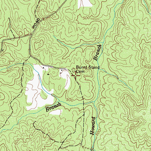 Topographic Map of Burnt Stand Church (historical), TN