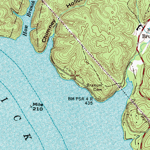 Topographic Map of Burton Branch State Recreation Area, TN