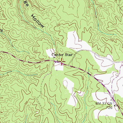 Topographic Map of Center Star School (historical), TN