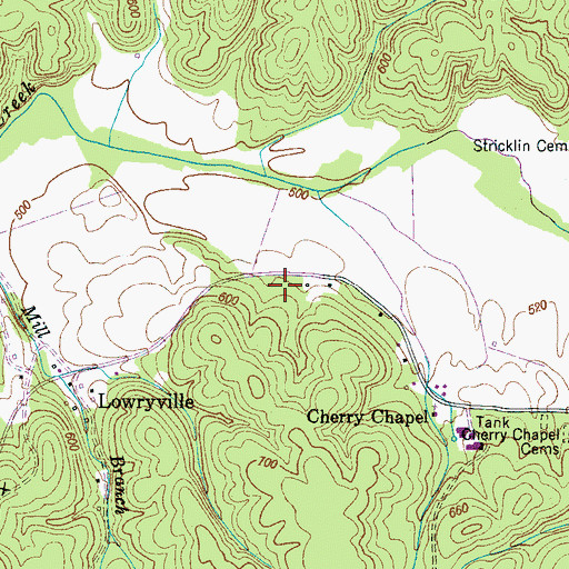 Topographic Map of Cherry Cemetery, TN