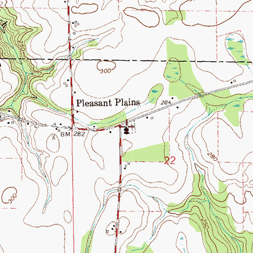 Topographic Map of Pleasant Plains Church, AL