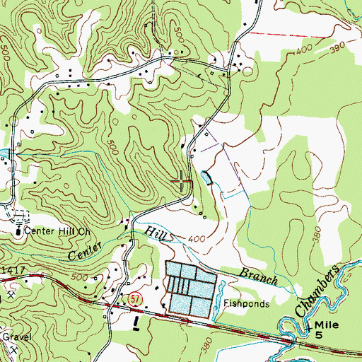 Topographic Map of Counce Cemetery, TN