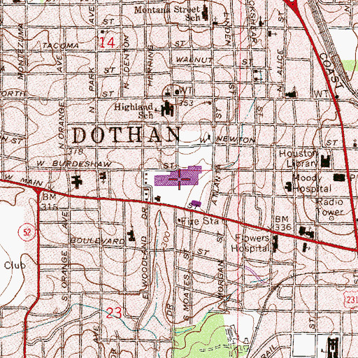 Topographic Map of Porter Square Mall Shopping Center, AL