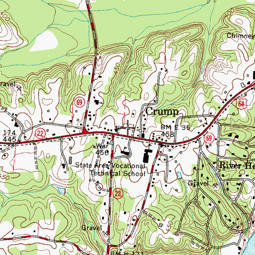 Topographic Map of Crump Cemetery, TN