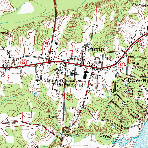 Topographic Map of Crump School (historical), TN