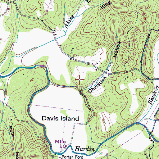 Topographic Map of Davis Cemetery, TN