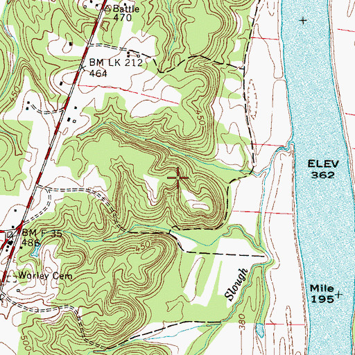 Topographic Map of Dollar Cemetery, TN
