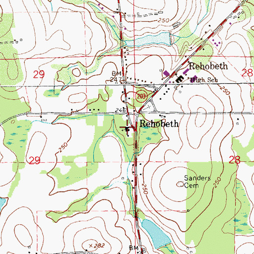 Topographic Map of Rehobeth Church, AL