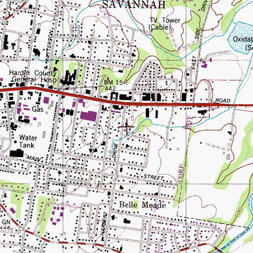 Topographic Map of First Assembly of God Church, TN