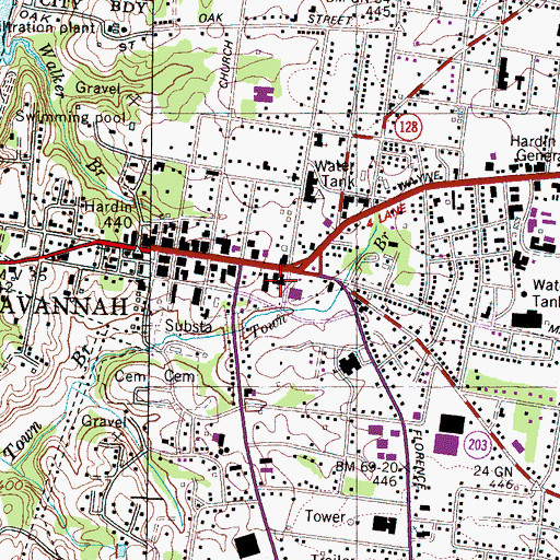Topographic Map of First Baptist Church, TN