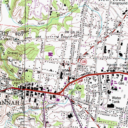 Topographic Map of First Cumberland Presbyterian Church, TN