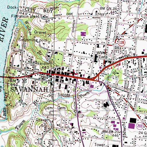 Topographic Map of First United Methodist Church, TN